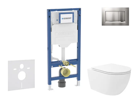 Geberit Duofix - Set předstěnové instalace, klozetu Oudee Vortex a sedátka softclose, tlačítko Sigma20, lakovaný chrom mat/chrom