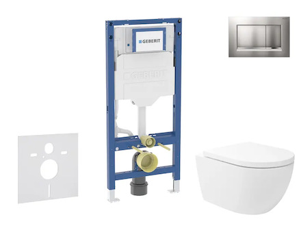 Geberit Duofix - Set předstěnové instalace, klozetu Oudee Vortex a sedátka softclose, tlačítko Sigma20, lakovaný chrom mat/chrom