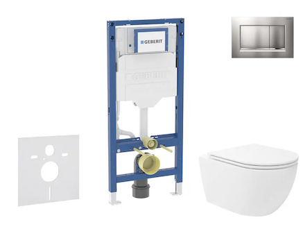 Geberit Duofix - Set předstěnové instalace, klozetu Oudee Vortex a sedátka softclose, tlačítko Sigma20, lakovaný chrom mat/chrom