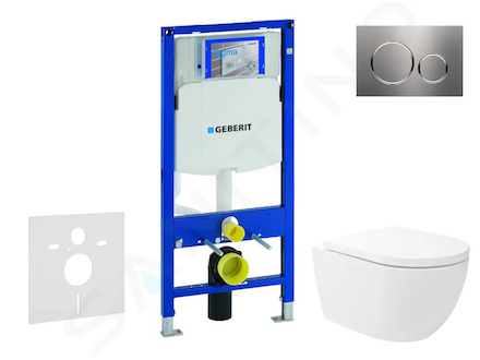 Geberit Duofix - Set předstěnové instalace, klozetu Oudee Vortex a sedátka softclose, tlačítko Sigma20, nerez SANI11CA6107