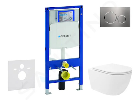 Geberit Duofix - Set předstěnové instalace, klozetu Oudee Vortex a sedátka softclose, tlačítko Sigma20, nerez SANI11CA6108