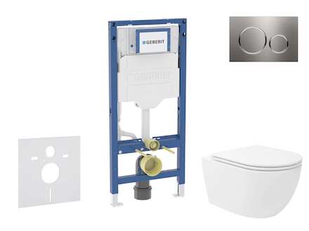 Geberit Duofix - Set předstěnové instalace, klozetu Oudee Vortex a sedátka softclose, tlačítko Sigma20, nerez SANI11CA6108B