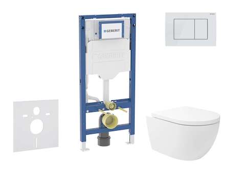 Geberit Duofix - Set předstěnové instalace, klozetu Oudee Vortex a sedátka softclose, tlačítko Sigma30, bílá/bílá mat SANI11CA31