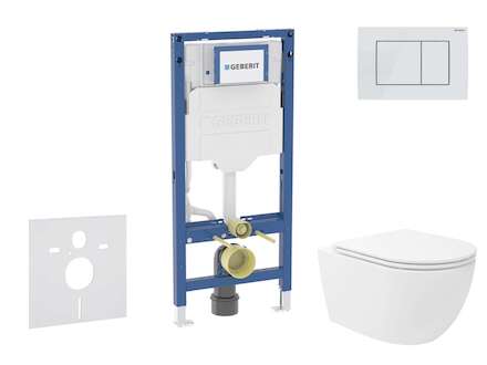 Geberit Duofix - Set předstěnové instalace, klozetu Oudee Vortex a sedátka softclose, tlačítko Sigma30, bílá/bílá mat SANI11CA31