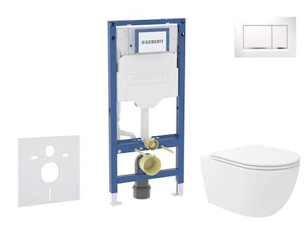 Geberit Duofix - Set předstěnové instalace, klozetu Oudee Vortex a sedátka softclose, tlačítko Sigma30, bílá/chrom SANI11CA3186B