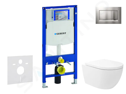 Geberit Duofix - Set předstěnové instalace, klozetu Oudee Vortex a sedátka softclose, tlačítko Sigma30, lakovaný chrom mat/chrom