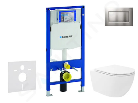 Geberit Duofix - Set předstěnové instalace, klozetu Oudee Vortex a sedátka softclose, tlačítko Sigma30, lakovaný chrom mat/chrom