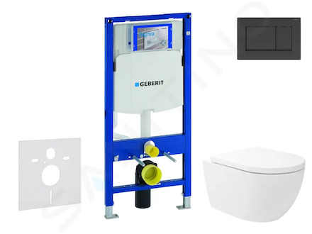 Geberit Duofix - Set předstěnové instalace, klozetu Oudee Vortex a sedátka softclose, tlačítko Sigma30, matná černá/černá SANI11