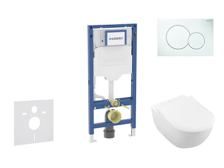 Geberit Duofix - Set předstěnové instalace, klozetu Subway 2.0 a sedátka softclose, tlačítko Sigma01, alpská bílá SANI11CK3108
