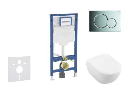 Geberit Duofix - Set předstěnové instalace, klozetu Subway 2.0 a sedátka softclose, tlačítko Sigma01, lesklý chrom SANI11CK1109