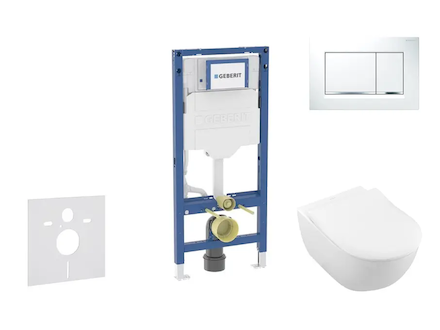 Geberit Duofix - Set předstěnové instalace, klozetu Subway 2.0 a sedátka softclose, tlačítko Sigma20, bílá/lesklý chrom SANI11CK
