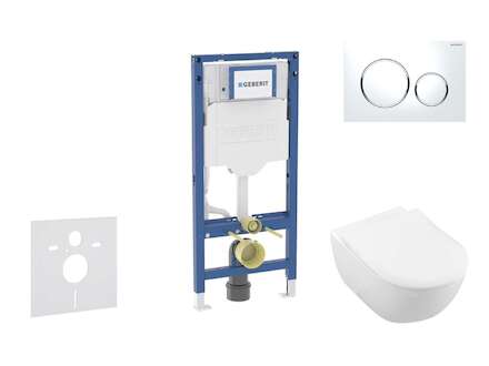 Geberit Duofix - Set předstěnové instalace, klozetu Subway 2.0 a sedátka softclose, tlačítko Sigma20, bílá/lesklý chrom SANI11CK