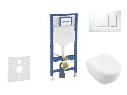 Geberit Duofix - Set předstěnové instalace, klozetu Subway 2.0 a sedátka softclose, tlačítko Sigma20, bílá/lesklý chrom SANI11CK