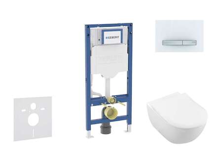 Geberit Duofix - Set předstěnové instalace, klozetu Subway 2.0 a sedátka softclose, tlačítko Sigma50, alpská bílá SANI11CK3115