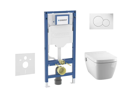 Geberit Duofix - Set předstěnové instalace, klozetu TECEone a sedátka softclose, tlačítko Sigma01, alpská bílá SANI11CT3100