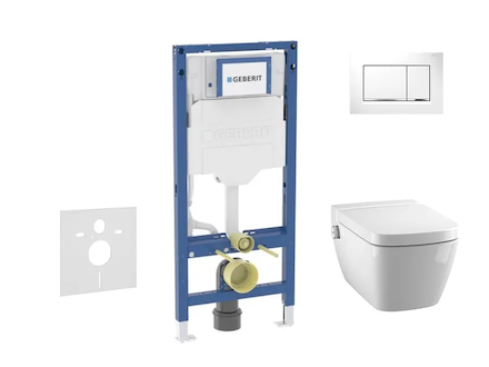 Geberit Duofix - Set předstěnové instalace, klozetu TECEone a sedátka softclose, tlačítko Sigma20, bílá/lesklý chrom SANI11CT310