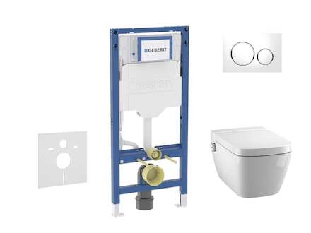 Geberit Duofix - Set předstěnové instalace, klozetu TECEone a sedátka softclose, tlačítko Sigma20, bílá/lesklý chrom SANI11CT310