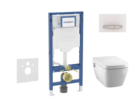 Geberit Duofix - Set předstěnové instalace, klozetu TECEone a sedátka softclose, tlačítko Sigma50, alpská bílá SANI11CT3107