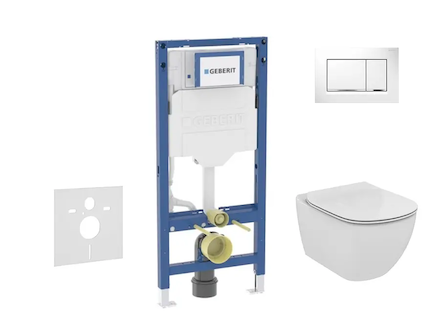 Geberit Duofix - Set předstěnové instalace, klozetu Tesi a sedátka softclose, tlačítko Sigma20, bílá/lesklý chrom SANI11CD3136