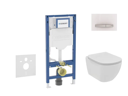 Geberit Duofix - Set předstěnové instalace, klozetu Tesi a sedátka softclose, tlačítko Sigma50, alpská bílá SANI11CD3115