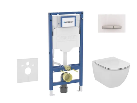 Geberit Duofix - Set předstěnové instalace, klozetu Tesi a sedátka softclose, tlačítko Sigma50, alpská bílá SANI11CD3139