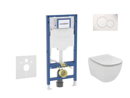 Geberit Duofix - Set předstěnové instalace, klozetu Tesi a sedátka, tlačítko Sigma01, alpská bílá SANI11CD3116