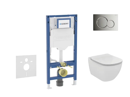 Geberit Duofix - Set předstěnové instalace, klozetu Tesi a sedátka, tlačítko Sigma01, lesklý chrom SANI11CD1117