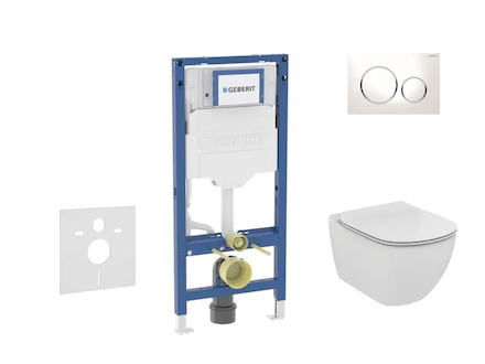 Geberit Duofix - Set předstěnové instalace, klozetu Tesi a sedátka, tlačítko Sigma20, bílá/chrom SANI11CD3119