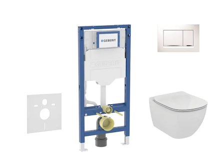 Geberit Duofix - Set předstěnové instalace, klozetu Tesi a sedátka, tlačítko Sigma20, bílá/chrom SANI11CD3120