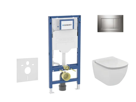 Geberit Duofix - Set předstěnové instalace, klozetu Tesi a sedátka, tlačítko Sigma20, chrom SANI11CD1121