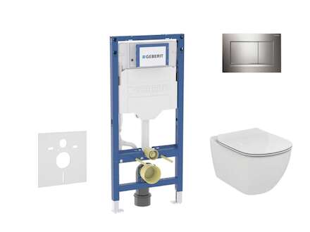Geberit Duofix - Set předstěnové instalace, klozetu Tesi a sedátka, tlačítko Sigma30, chrom SANI11CD1121