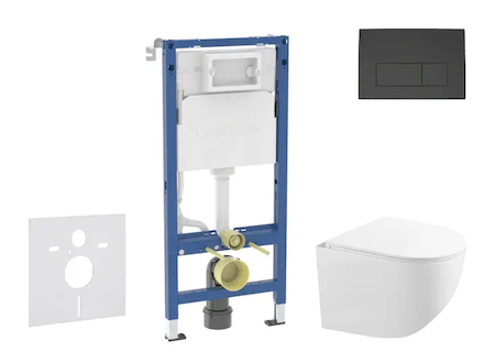 Geberit Duofix - Set předstěnové instalace, kompaktního klozetu Gaia a sedátka softclose, tlačítko Delta50, matná černá SANI11CA