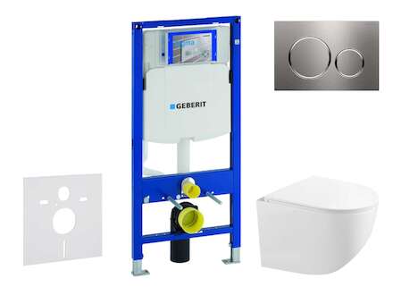 Geberit Duofix - Set předstěnové instalace, kompaktního klozetu Gaia a sedátka softclose, tlačítko Sigma20, nerez SANI11CA6104