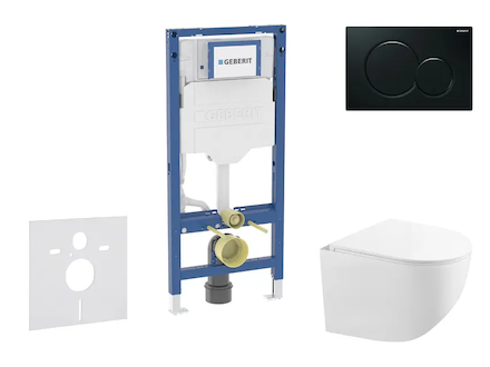 Geberit Duofix - Set předstěnové instalace, kompaktního klozetu Gaia sedátka softclose, tlačítko Sigma01, černá SANI11CA5117B