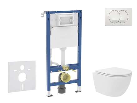 Geberit Duofix - Set předstěnové instalace, kompaktního klozetu Oudee Vortex a sedátka softclose, tlačítko Delta, bílá SANI11CA3