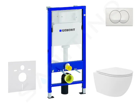 Geberit Duofix - Set předstěnové instalace, kompaktního klozetu Oudee Vortex a sedátka softclose, tlačítko Delta, bílá SANI11CA3