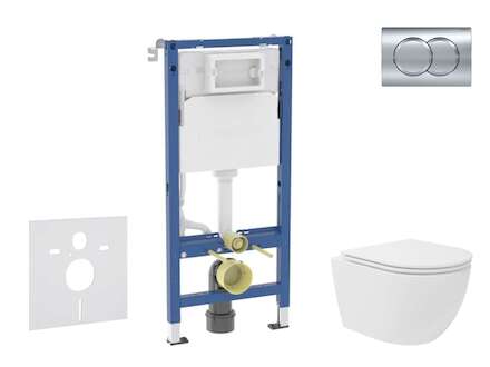 Geberit Duofix - Set předstěnové instalace, kompaktního klozetu Oudee Vortex a sedátka softclose, tlačítko Delta01, lesklý chrom