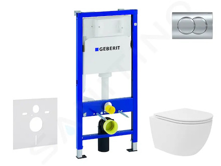 Geberit Duofix - Set předstěnové instalace, kompaktního klozetu Oudee Vortex a sedátka softclose, tlačítko Delta01, lesklý chrom
