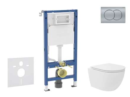 Geberit Duofix - Set předstěnové instalace, kompaktního klozetu Oudee Vortex a sedátka softclose, tlačítko Delta01, matný chrom 