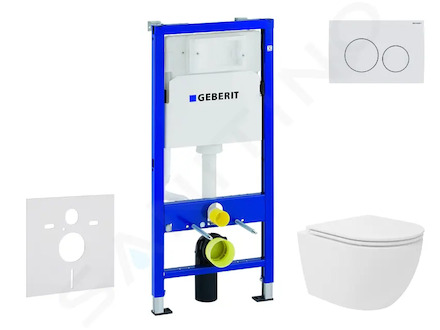 Geberit Duofix - Set předstěnové instalace, kompaktního klozetu Oudee Vortex a sedátka softclose, tlačítko Delta20, alpská bílá 