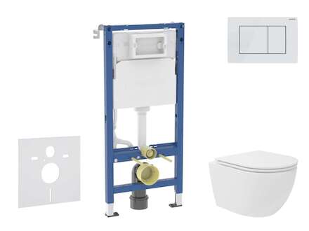 Geberit Duofix - Set předstěnové instalace, kompaktního klozetu Oudee Vortex a sedátka softclose, tlačítko Delta30, alpská bílá 