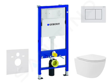 Geberit Duofix - Set předstěnové instalace, kompaktního klozetu Oudee Vortex a sedátka softclose, tlačítko Delta30, alpská bílá 