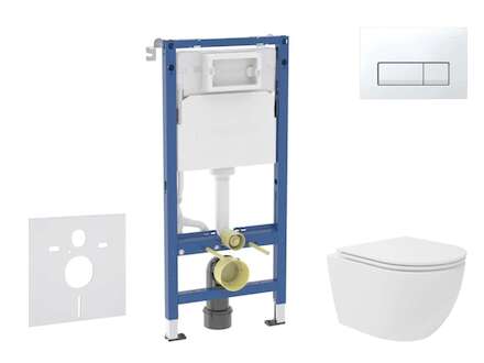 Geberit Duofix - Set předstěnové instalace, kompaktního klozetu Oudee Vortex a sedátka softclose, tlačítko Delta50, alpská bílá 
