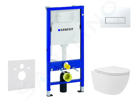 Geberit Duofix - Set předstěnové instalace, kompaktního klozetu Oudee Vortex a sedátka softclose, tlačítko Delta50, alpská bílá 