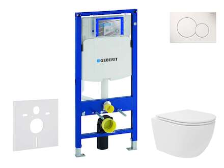 Geberit Duofix - Set předstěnové instalace, kompaktního klozetu Oudee Vortex a sedátka softclose, tlačítko Sigma01, alpská bílá 