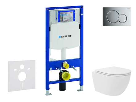 Geberit Duofix - Set předstěnové instalace, kompaktního klozetu Oudee Vortex a sedátka softclose, tlačítko Sigma01, lesklý chrom