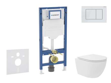 Geberit Duofix - Set předstěnové instalace, kompaktního klozetu Oudee Vortex a sedátka softclose, tlačítko Sigma30, bílá/bílá ma