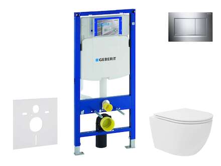 Geberit Duofix - Set předstěnové instalace, kompaktního klozetu Oudee Vortex a sedátka softclose, tlačítko Sigma30, chrom SANI11