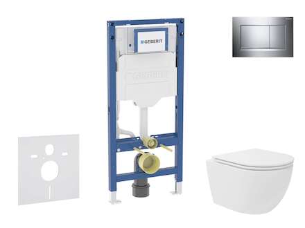 Geberit Duofix - Set předstěnové instalace, kompaktního klozetu Oudee Vortex a sedátka softclose, tlačítko Sigma30, chrom SANI11