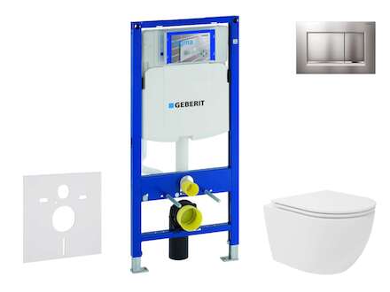 Geberit Duofix - Set předstěnové instalace, kompaktního klozetu Oudee Vortex a sedátka softclose, tlačítko Sigma30, lakovaný chr